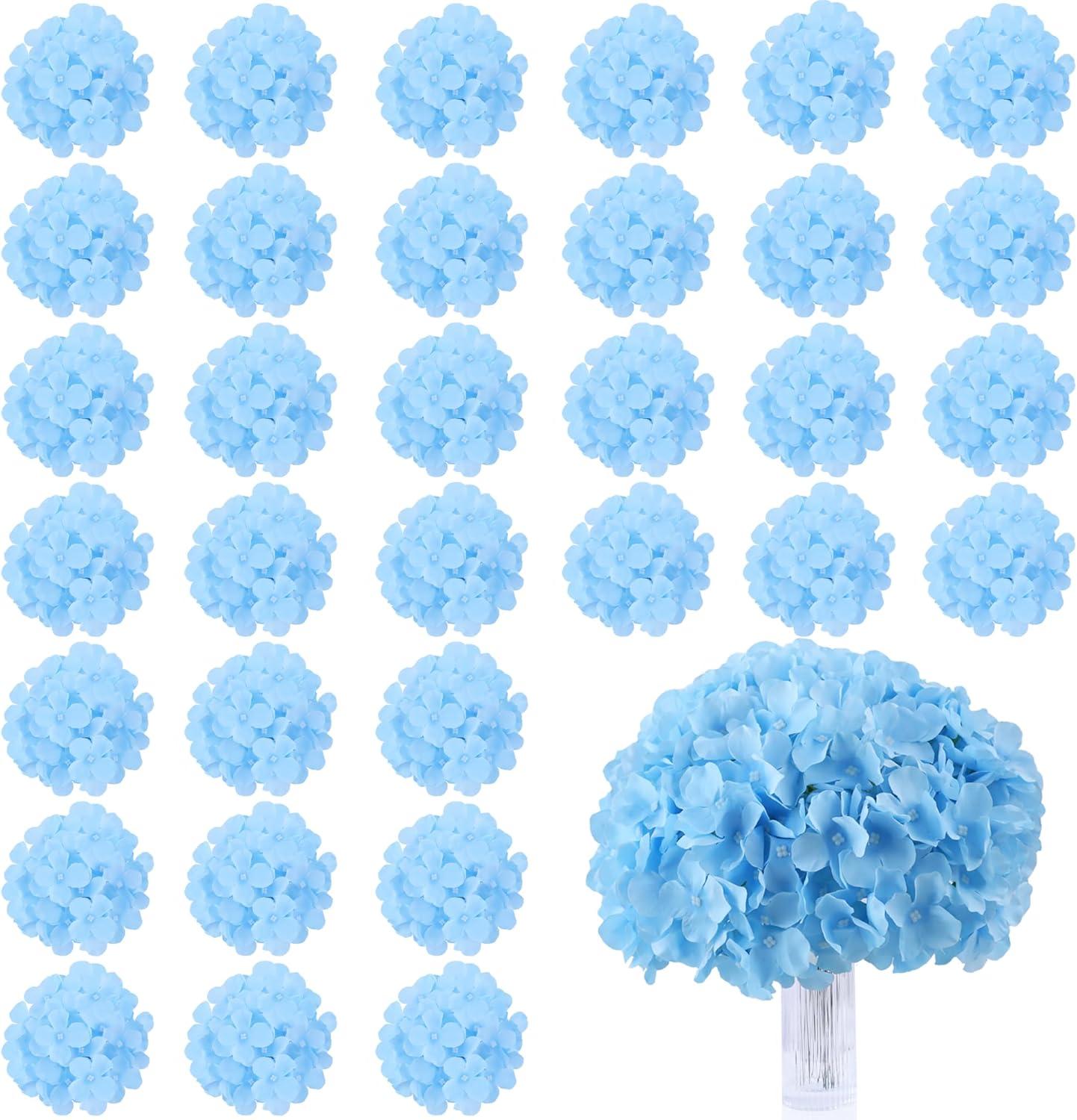 TITOUMI Hydrangea Silk Flowers Heads Blush Pack of 10 Full Hydrangea Flowers Artificial with Stems for Wedding Home Party Shop Baby Shower Décor