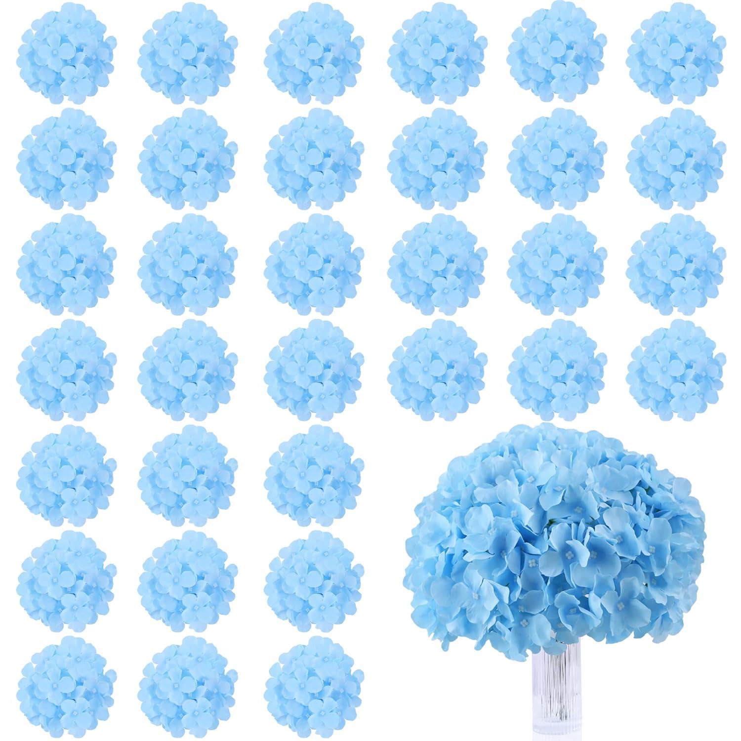 TITOUMI Hydrangea Silk Flowers Heads Blush Pack of 10 Full Hydrangea Flowers Artificial with Stems for Wedding Home Party Shop Baby Shower Décor