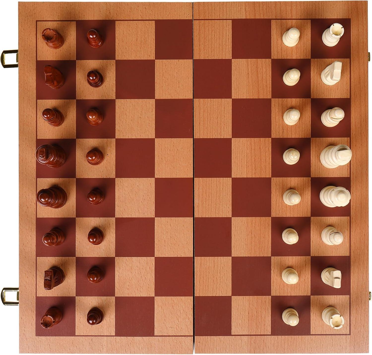 Sterling Games 3 in 1 - Chess, Checkers, and Backgammon Set Board Game