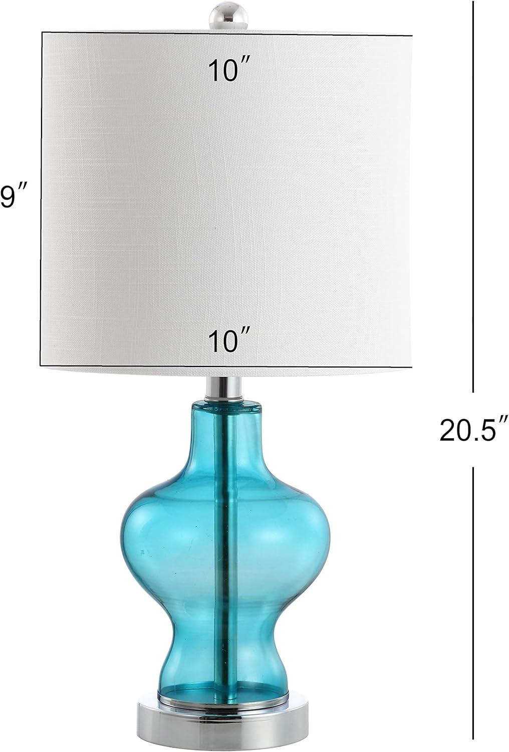 Mer 20.5" Glass/Metal LED Table Lamp, Aqua