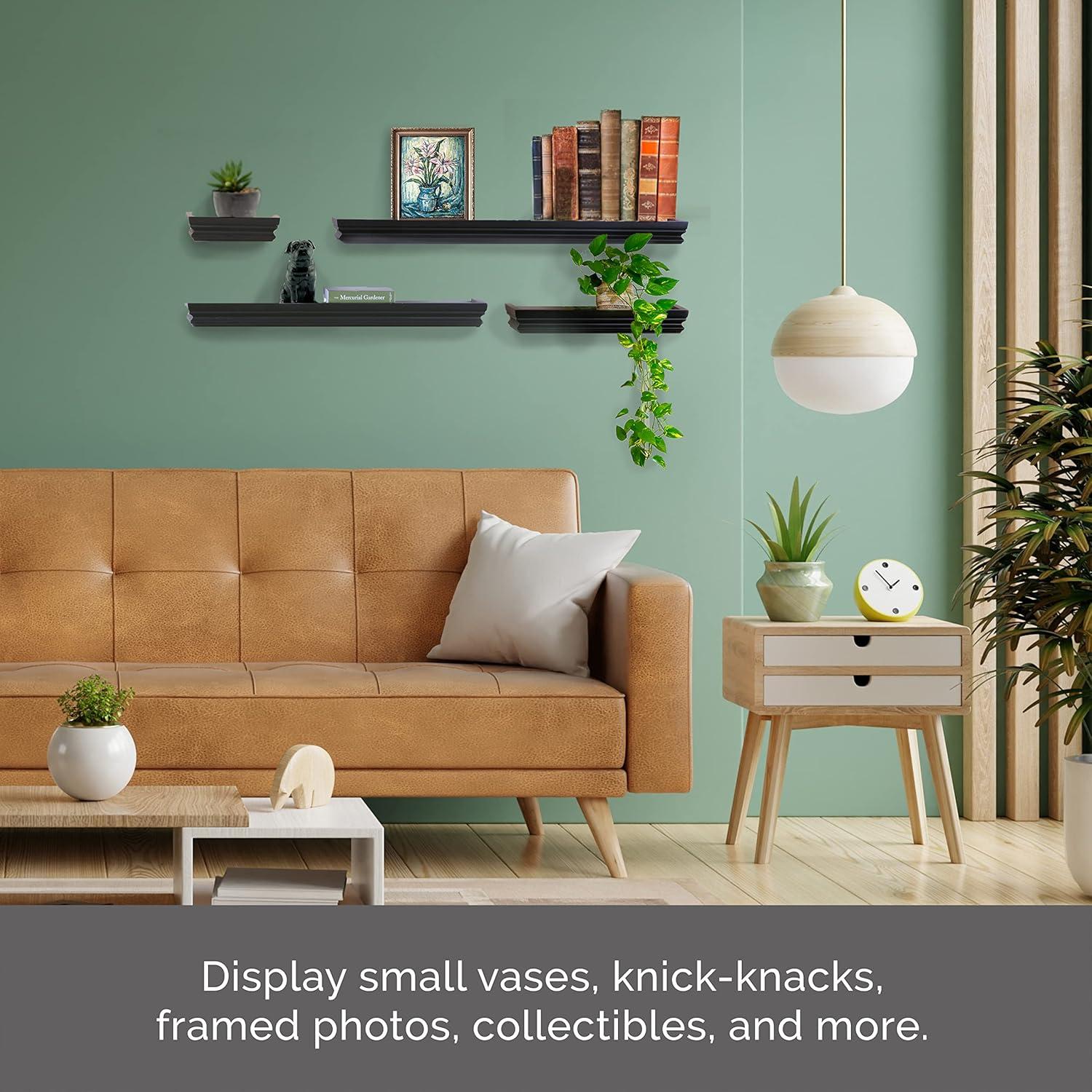 Melannco Melannco 5 Pieces Floating Molding Shelves for Bedroom, Living Room, Bathroom, Kitchen, Nursery (Set of 5)