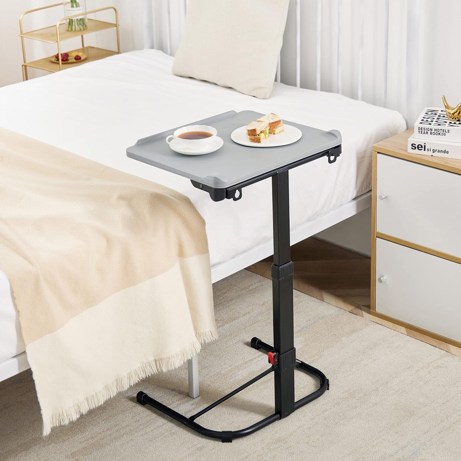 Gray Adjustable Folding TV Tray Table with Metal Frame