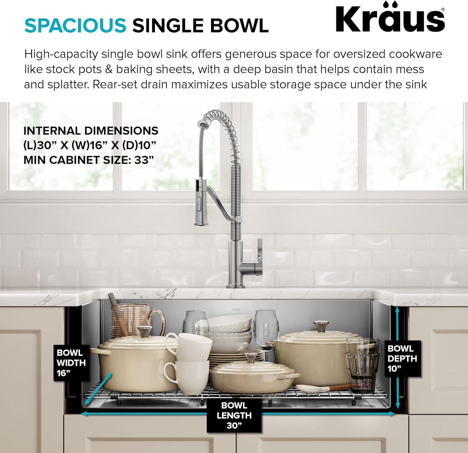 LUKX Farmhouse Single Bowl Stainless Steel Kitchen Sink HU3322S