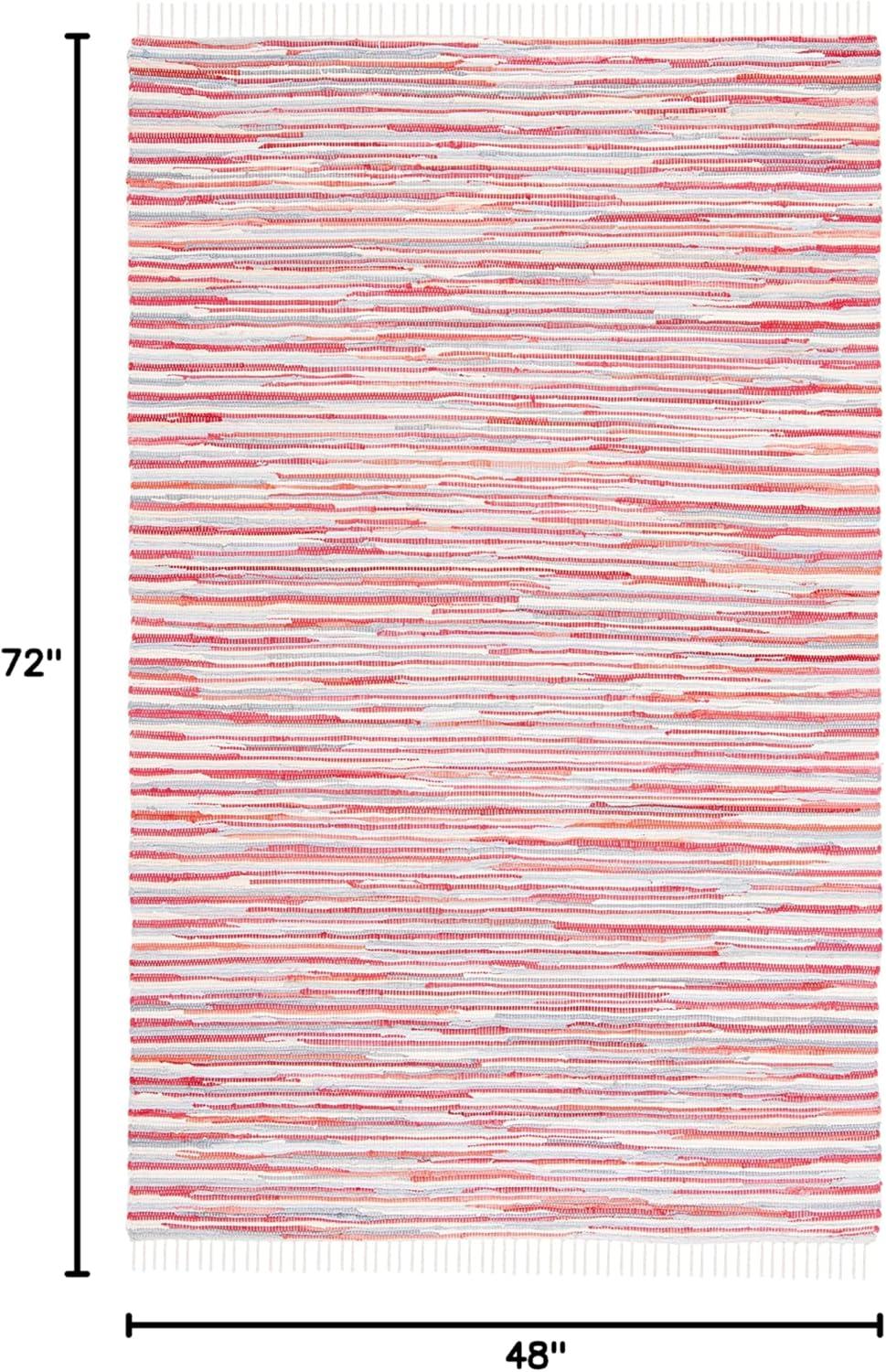 Rag Area Rug RAR129 Hand Woven Area Rug - Red/Multi - 4'x6' - Safavieh.
