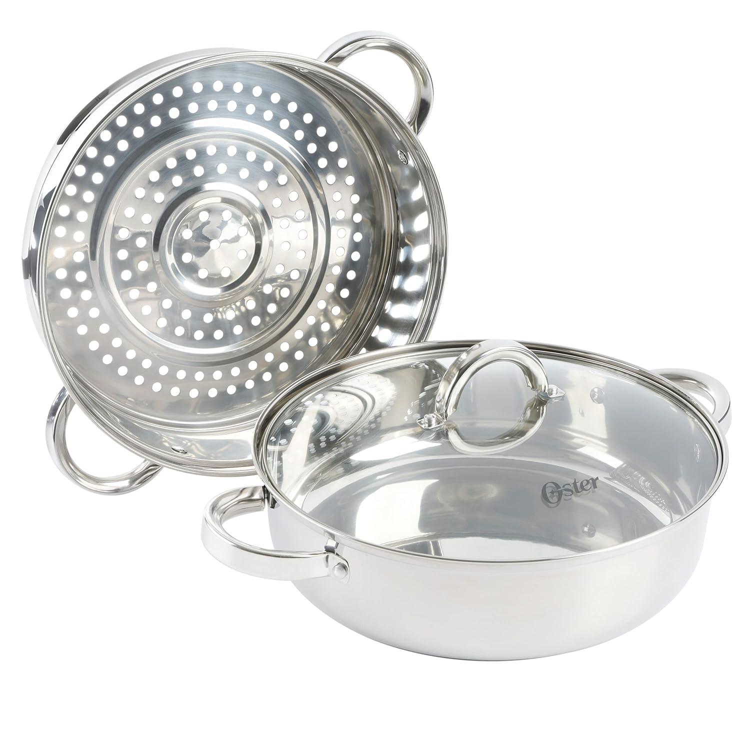 Oster Sangerfield 6 Qt Aluminum Dutch Oven with Steamer Basket