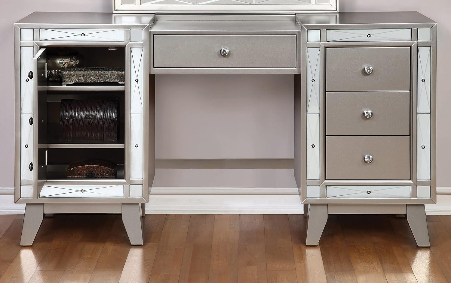 Coaster Company Leighton Vanity Desk and Stool, Metallic Mercury