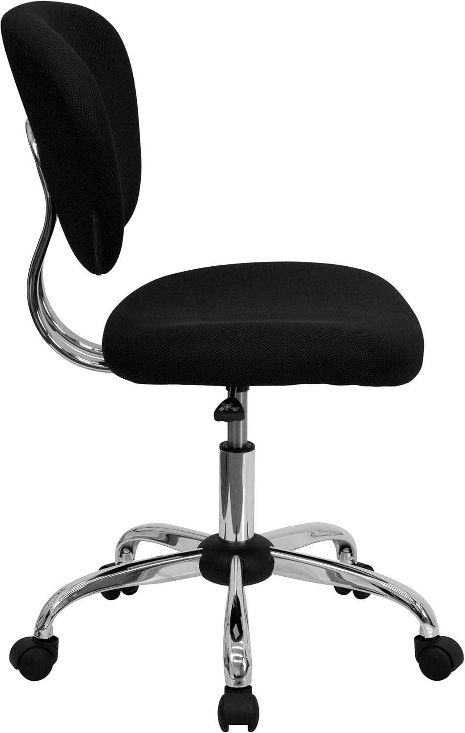 Flash Furniture Beverly Mid-Back Swivel Ergonomic Mesh Office Chair with Padded Seat, Black/Chrome