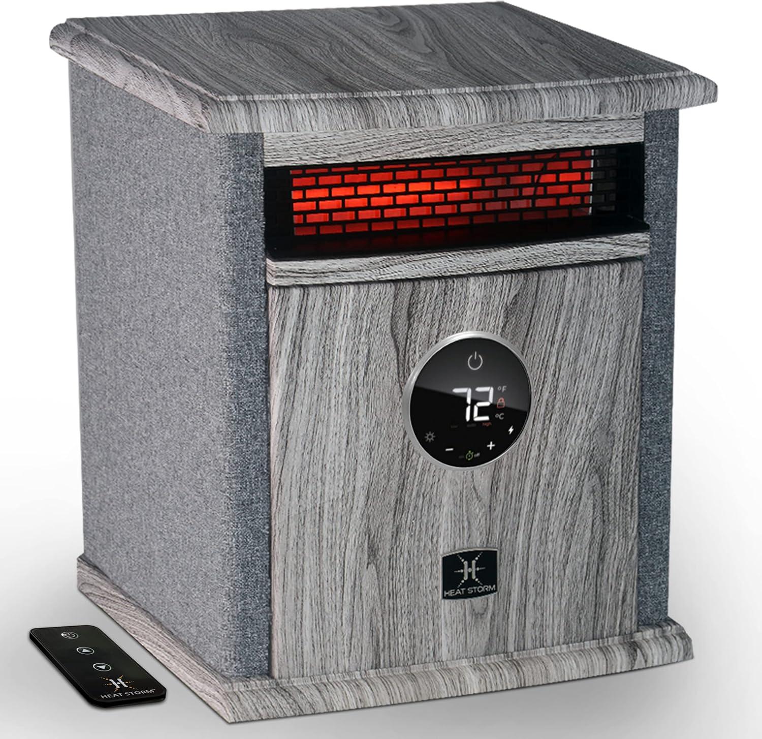 Heat Storm 1500 Watt 5200 BTU Electric High Efficiency Cabinet Space Heater with Adjustable Thermostat , Remote Included and with Digital Display