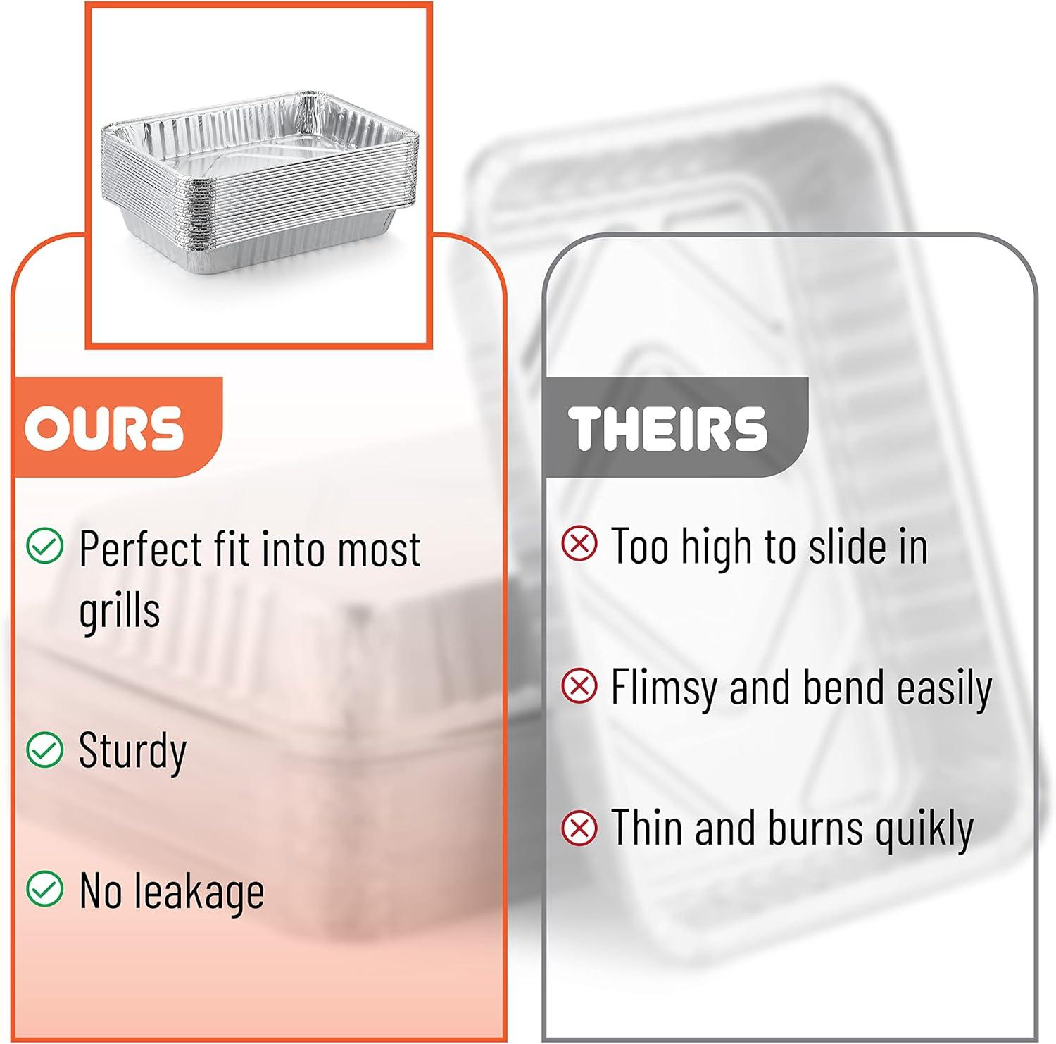 Silver Rectangular Aluminum Oven Safe Grill Drip Pans