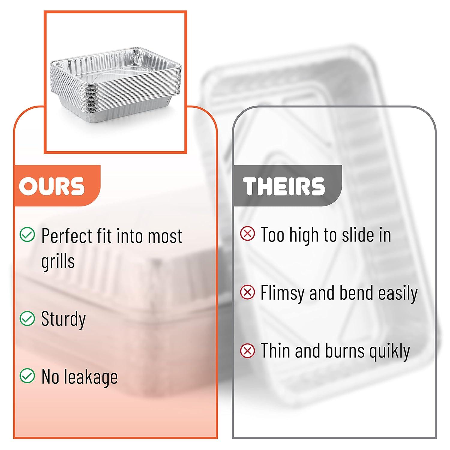 Silver Rectangular Aluminum Oven Safe Grill Drip Pans