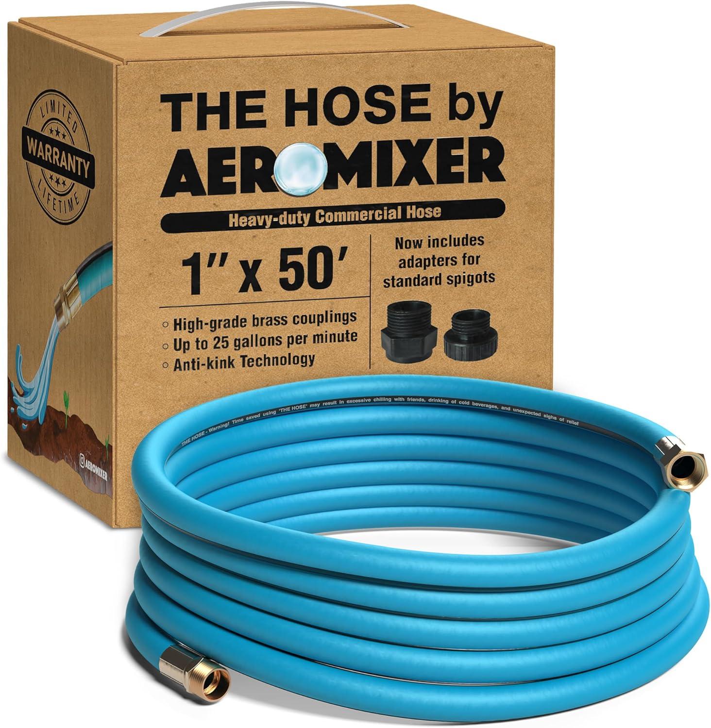 1" x 50 Ft. Commercial Grade Heavy Duty Garden Hose by Aeromixer