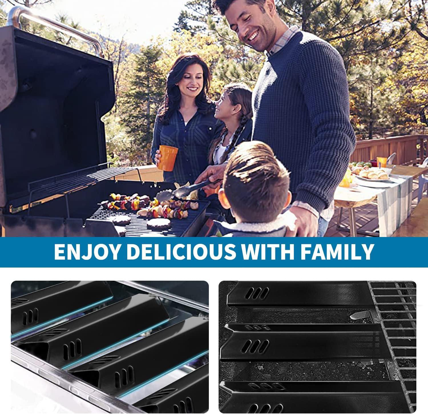 Unicook 15 Inch Grill Heat Plates for Dyna-Glo, Grill Burner Covers, Grill Parts Porcelain Heat Shields for Backyard, 4 Pack