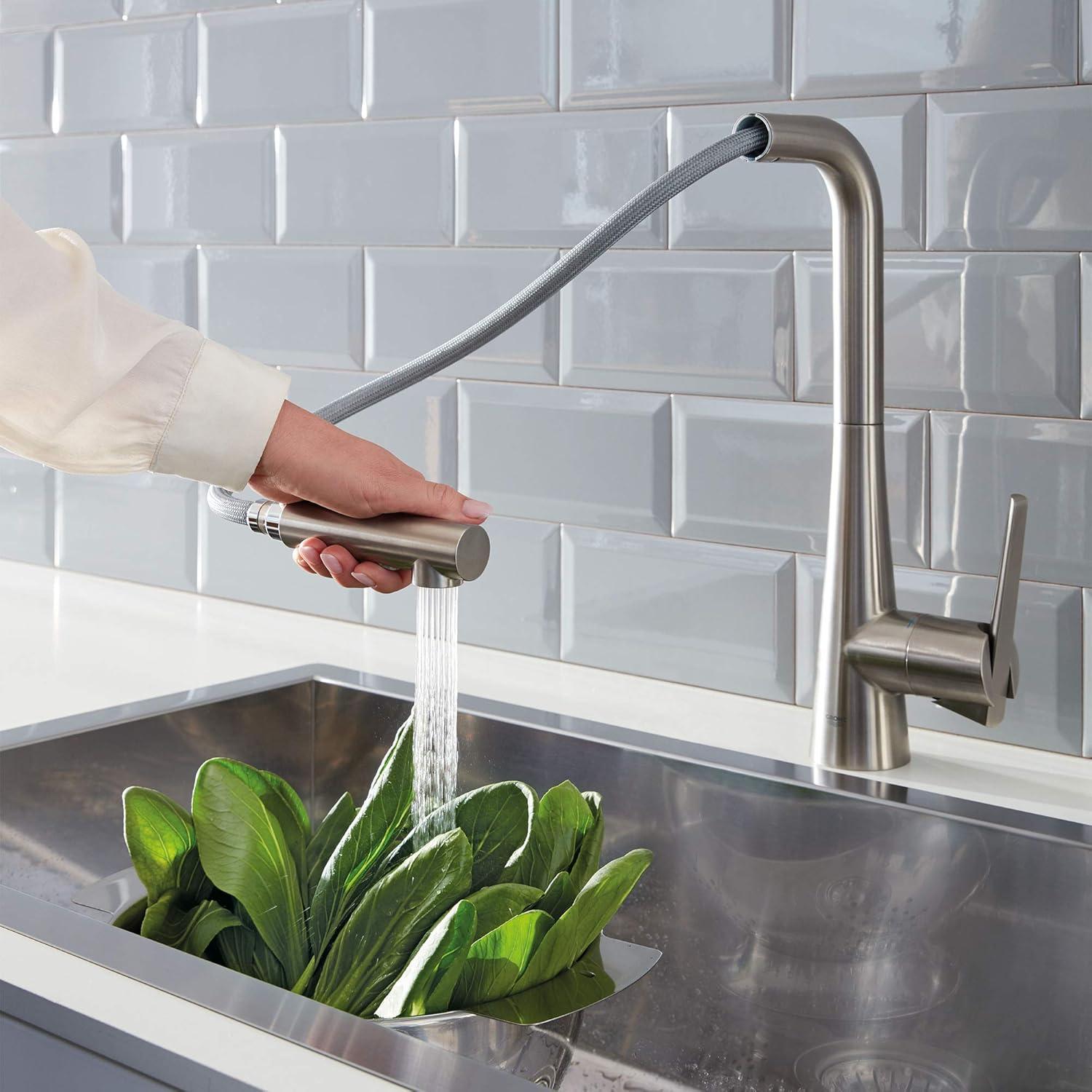 Zedra Pull Out Single Handle Kitchen Faucet With Accessories