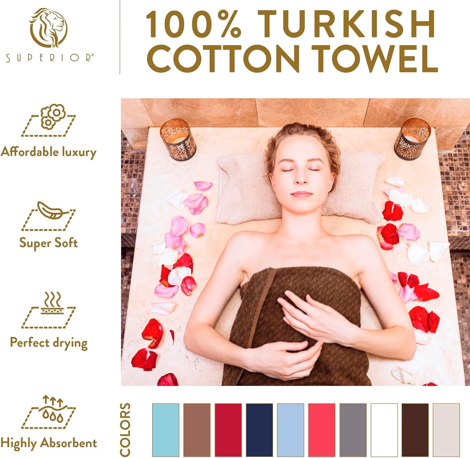 Superior Turkish Cotton Highly-absorbent 6-Piece Hand Towel Set for Bathroom, Spa, and Gym, Cascade