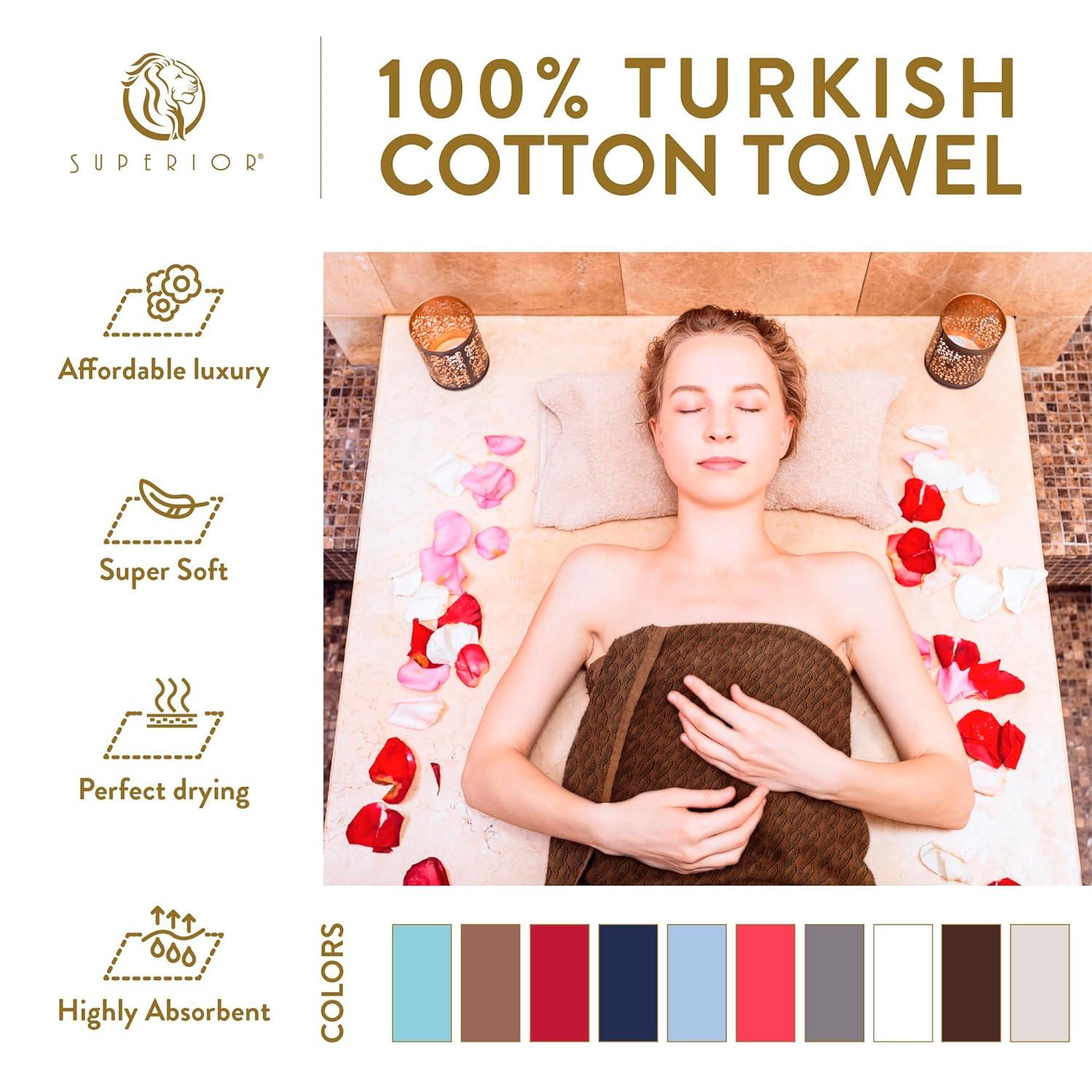Superior Turkish Cotton Highly-absorbent 6-Piece Hand Towel Set for Bathroom, Spa, and Gym, Cascade