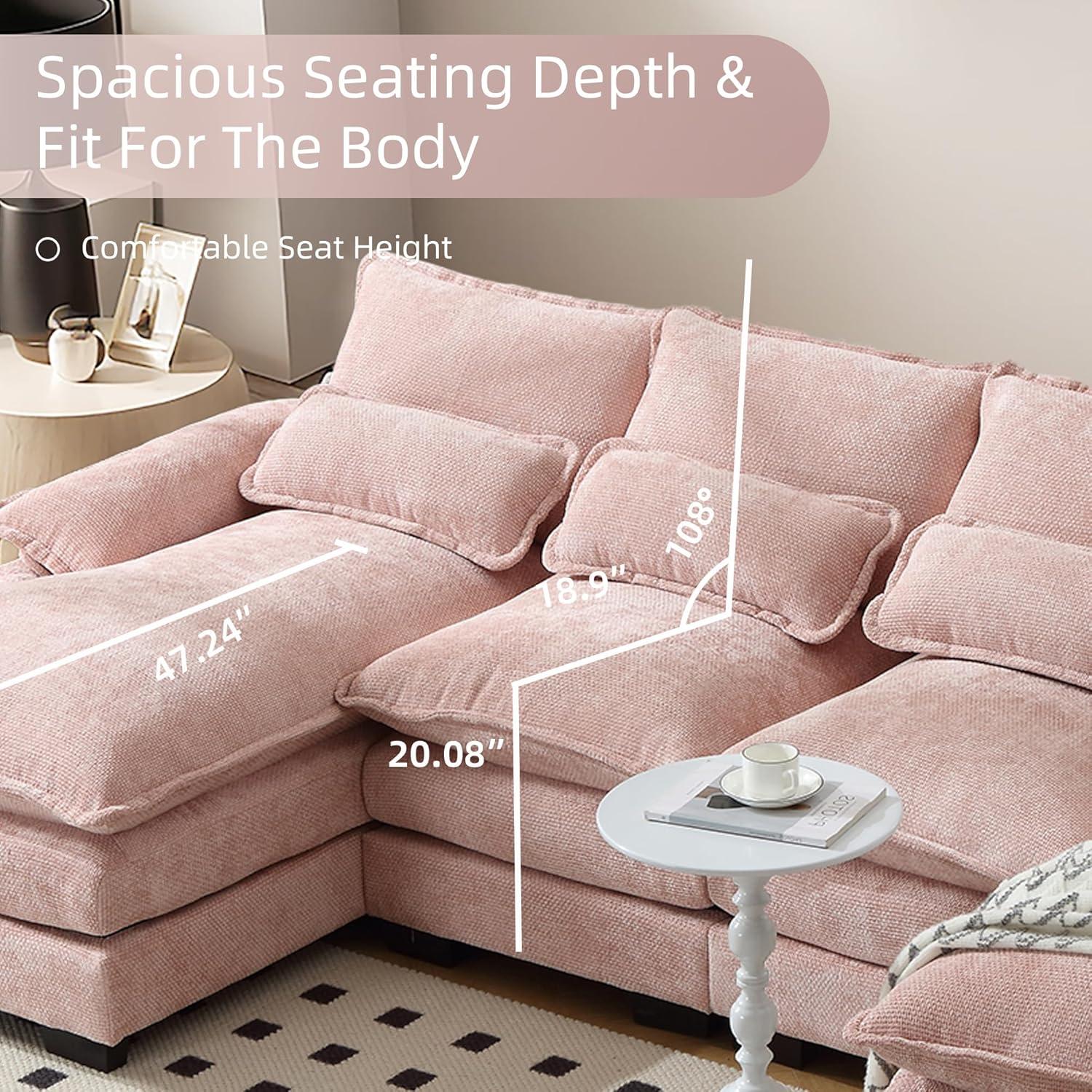 Latitude Run® Millan U Shape Sectional Sofa Cloud Couch, 110" Modern Chenille Comfy Modular Sofa