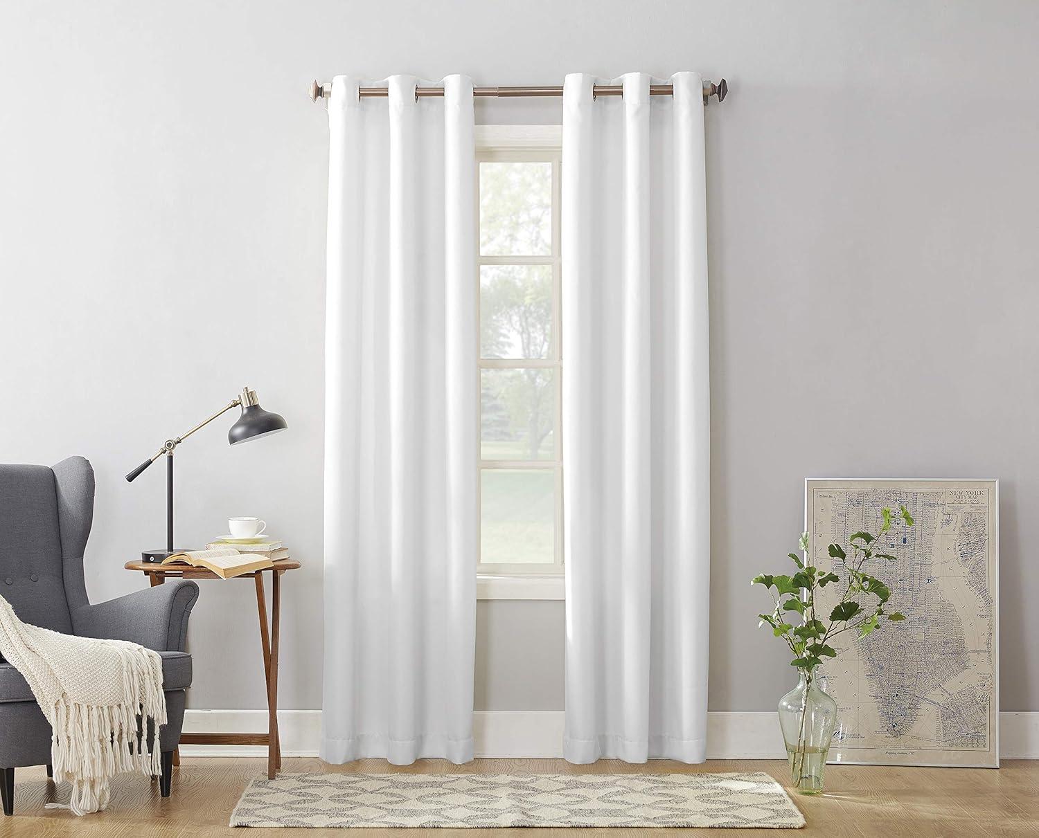 White Polyester Sheer Grommet Curtain Panel, 84" x 48"