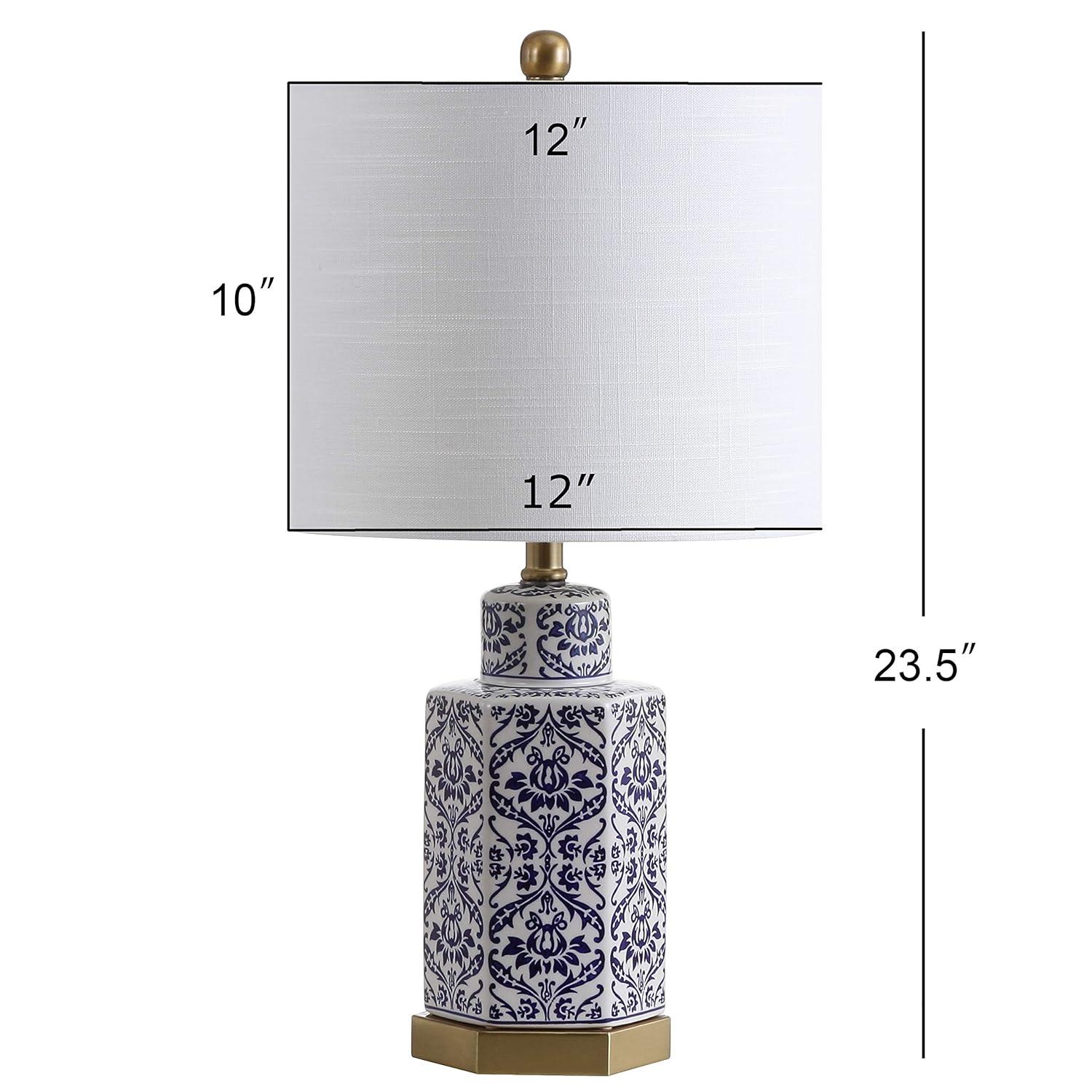 JONATHAN Y JYL3050A Diana 23.5" Ginger Jar Ceramic/Metal LED Table Lamp Classic Traditional Bedside Desk Nightstand Lamp for Bedroom Living Room Office College Bookcase LED Bulb Included, Blue/White