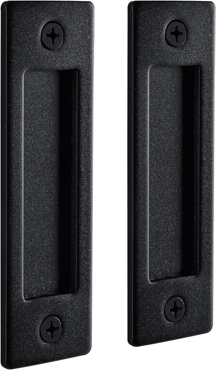 Wright Products, Interior Barn Door, Flush Style Ornate Handle Set, Matte Black Finish, 2 Pack