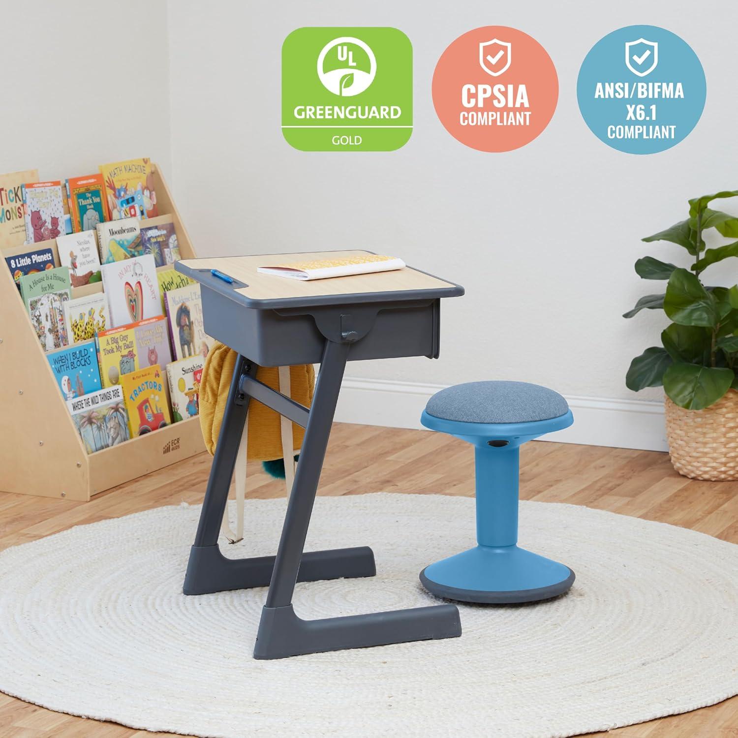 ECR4Kids Sitwell Wobble Stool with Cushion, Adjustable Height, Active Seating