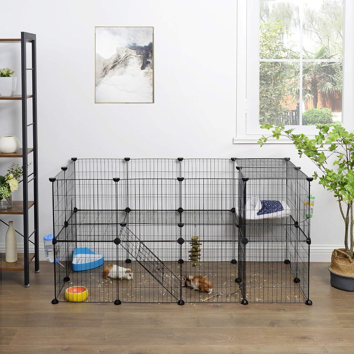 Pet Playpen Includes Cable Ties, Indoor Use, Black