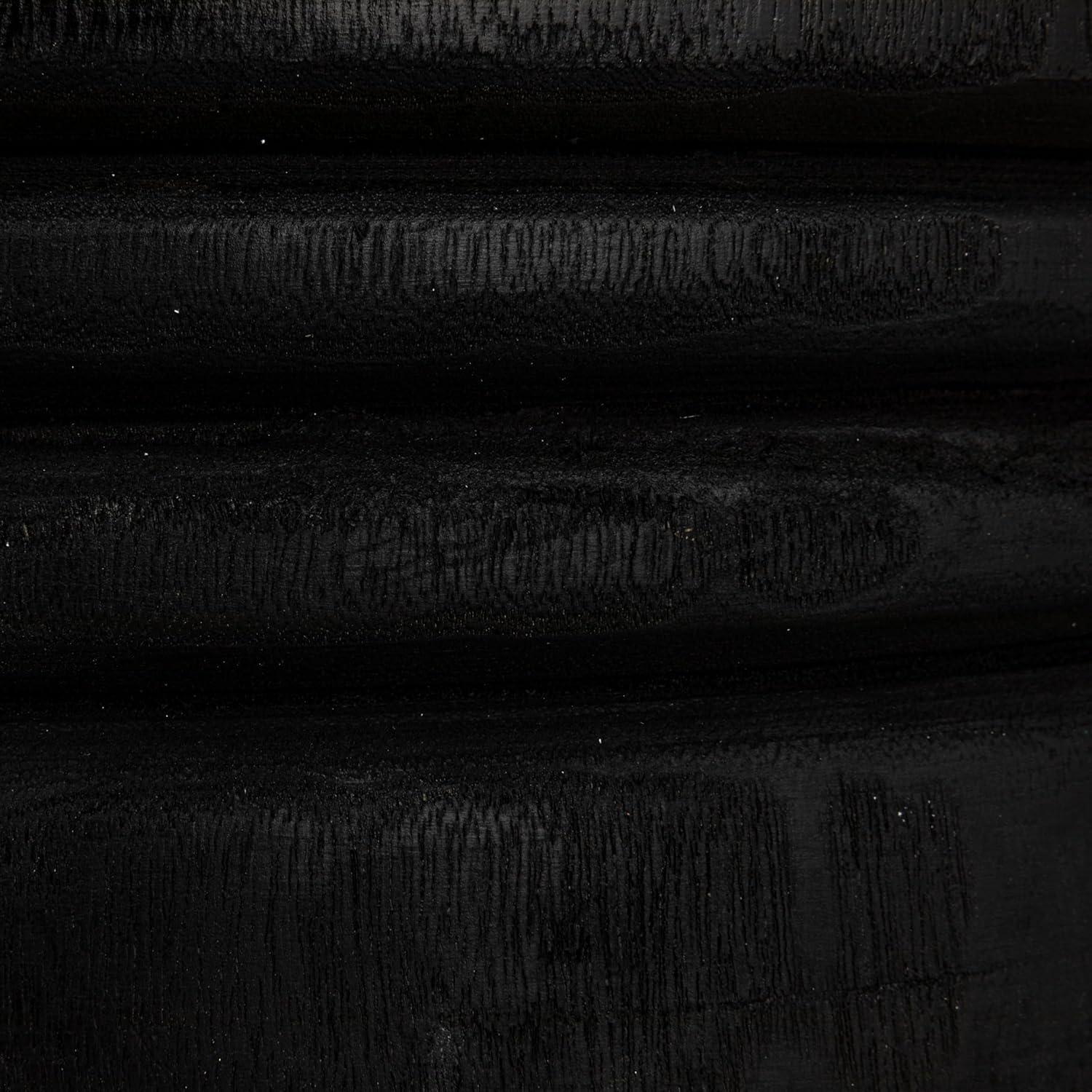 Storied Home Wood Carved Accent Table Matte Black