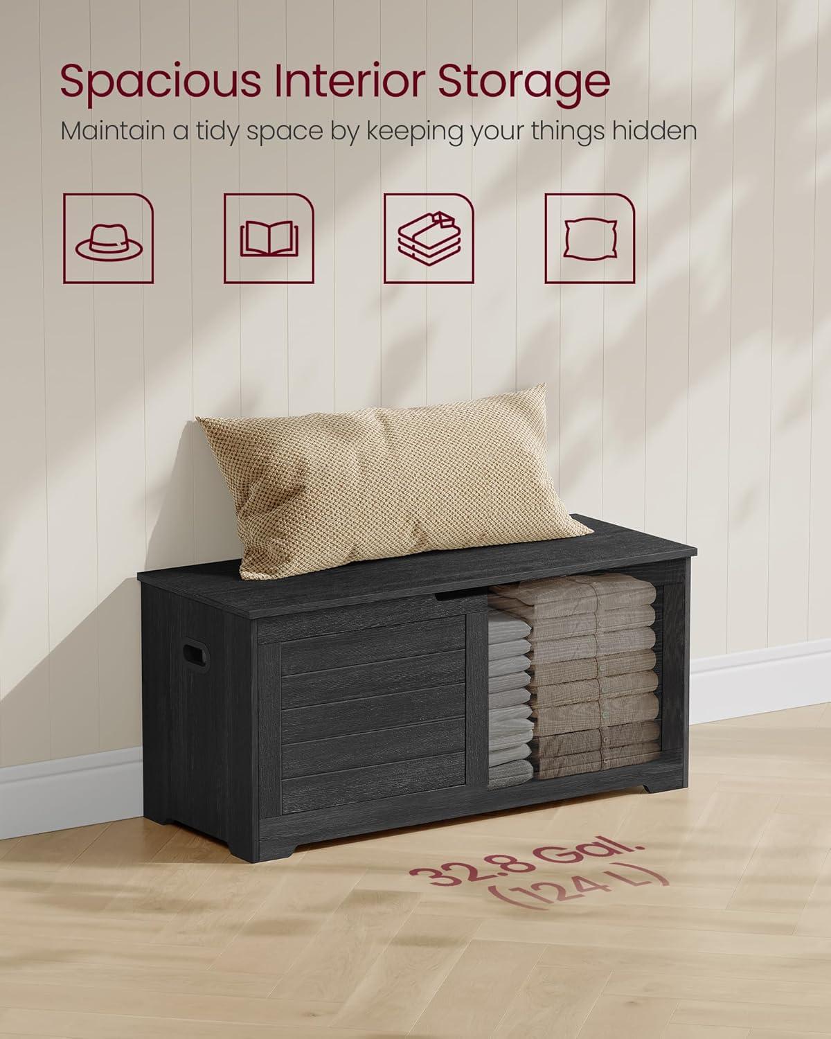 Killeryuki Storage Chest, Storage Trunk with 2 Safety Hinges, Storage Bench, Shoe Bench, Farmhouse Killeryuki, 15.7 x 39.4 x 18.1 Inches, for Entryway, Bedroom, Living Room, Ebony Black ULSB061B01