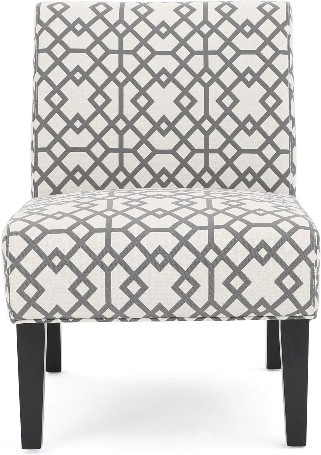 Kassi Accent Chair Gray Geometric Patterned - Christopher Knight Home: Polyester Upholstery, Rubberwood Frame