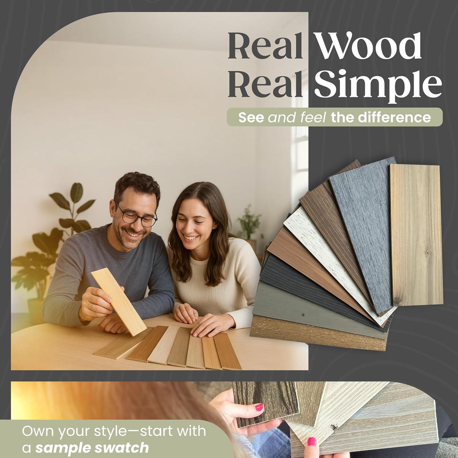 Timberchic River Reclaimed Wooden Wall planks - Simple Peel & Stick Wall Covering Application for DIY Accent Wall & Home Improvement - Premium Wall Paneling - Herringbone Pattern