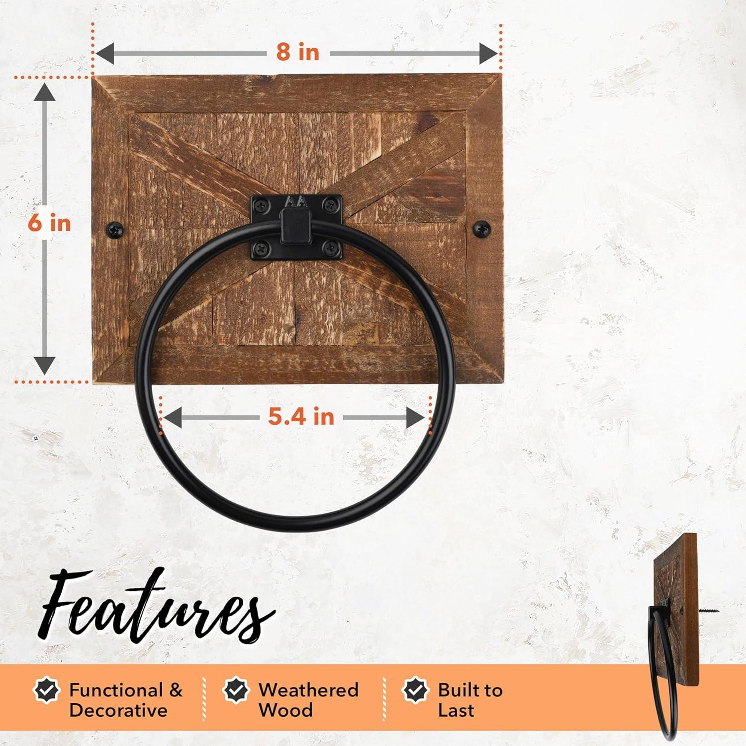 Autumn Alley Rustic Farmhouse Barn Wood Towel Ring Holder