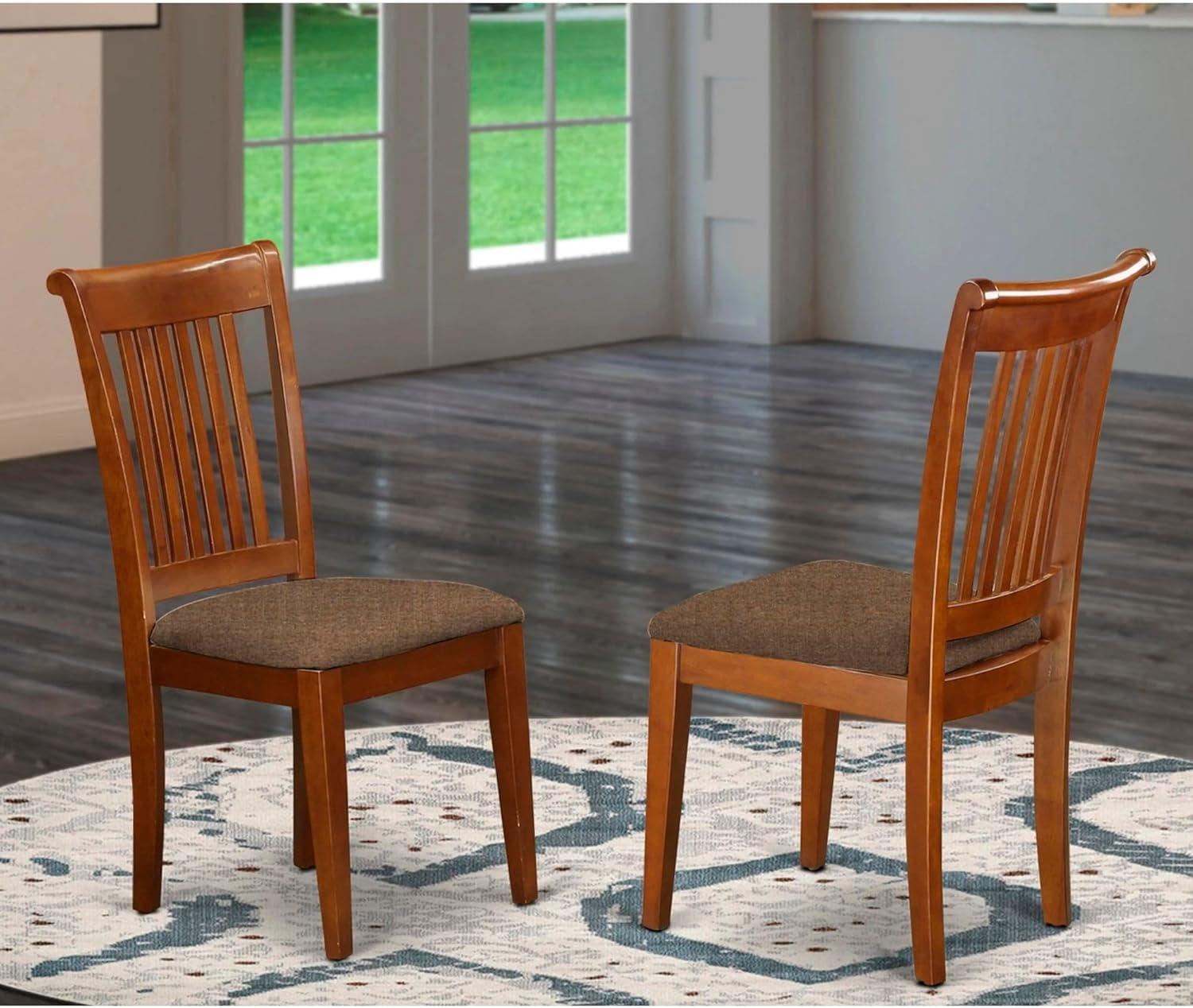 Saddle Brown Slat Back Upholstered Parsons Dining Chairs, Set of 2