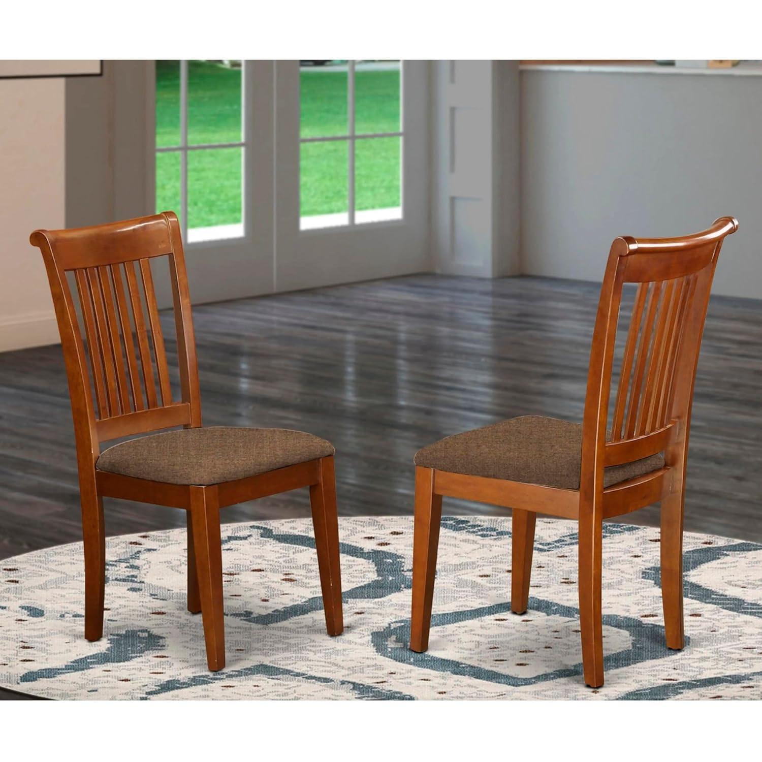 East West Furniture, Portland slat back chair for kitchen with Fabric seat