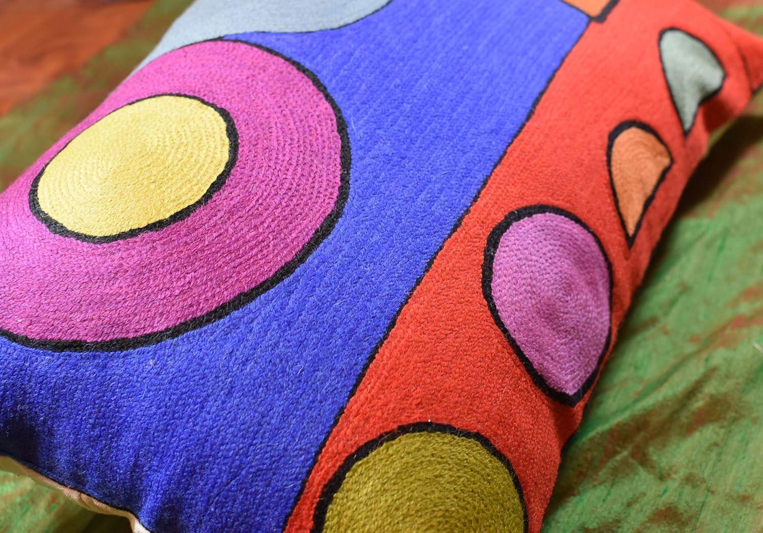 Colorful Abstract Embroidered Cotton Standard Pillowcase