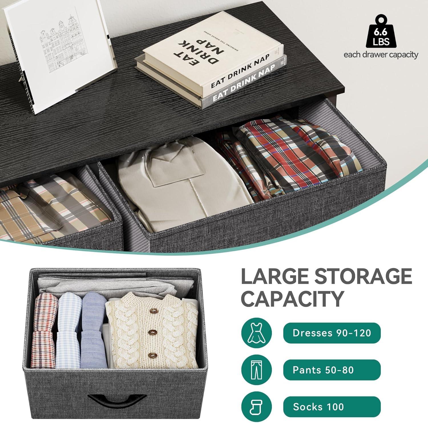 DWVO Dresser for Bedroom, Fabric Dresser with 8 Drawers, Tall Dresser, Chest of Drawers for Closet, Living Room