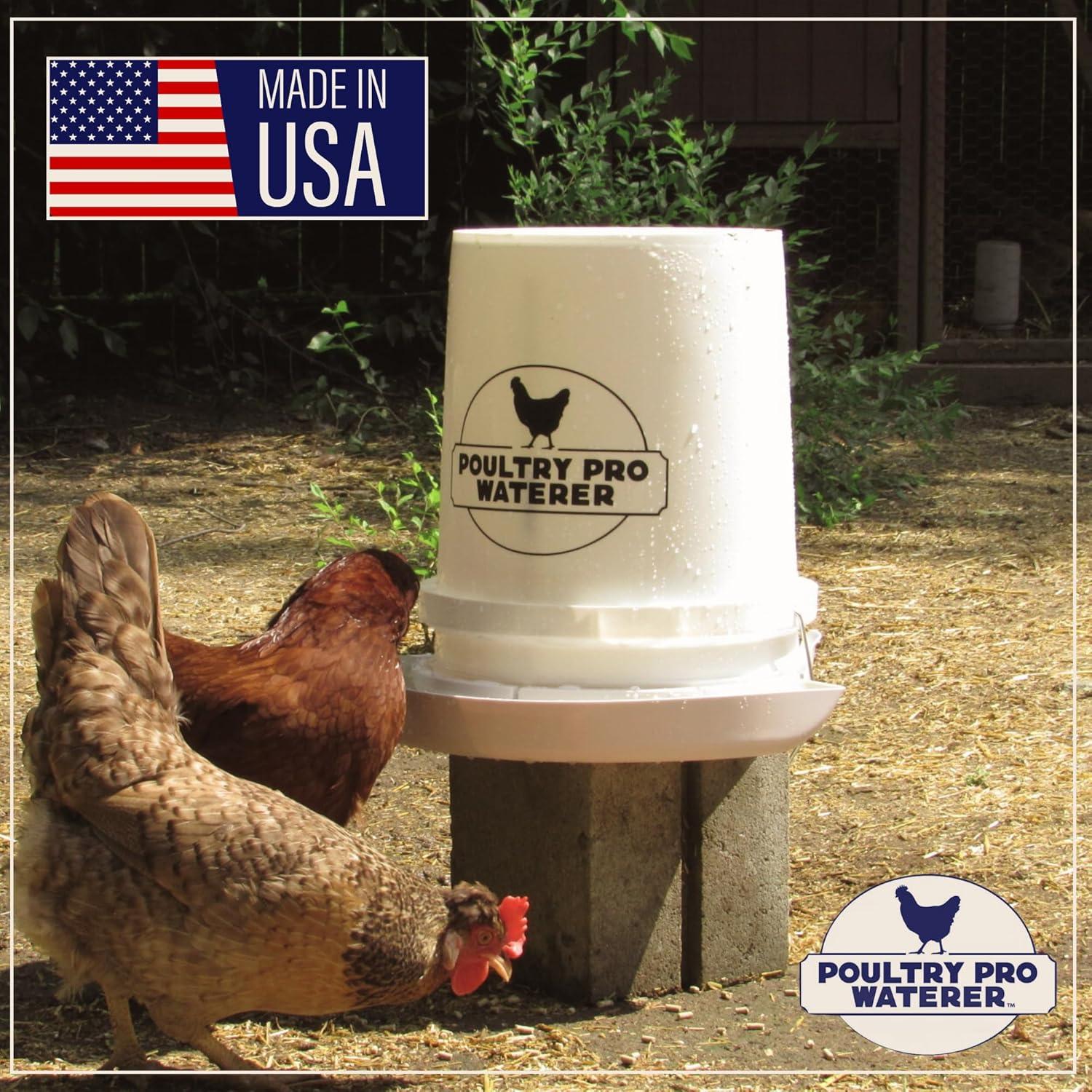 The Original Poultry Pro Waterer | DIY Chicken Waterer for Chicken Coop | Hands Free Poultry Waterer Suitable for Pigeons, Ducks, Chickens & Other Smaller Birds - Fits All 5 Gallon Buckets