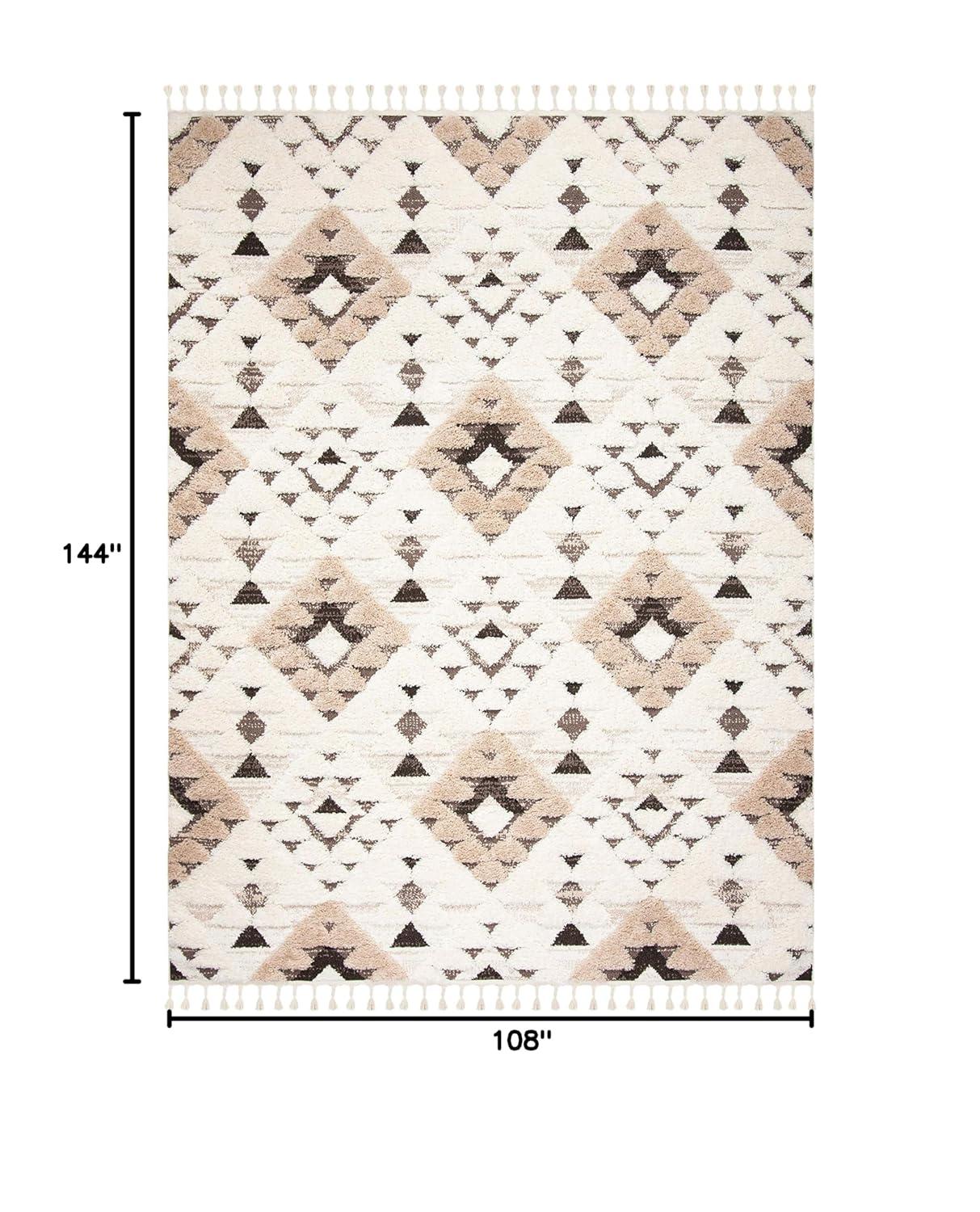 Moroccan Tassel Shag MTS688 Power Loomed Indoor Area Rug - Ivory/Brown - 9'x12' - Safavieh