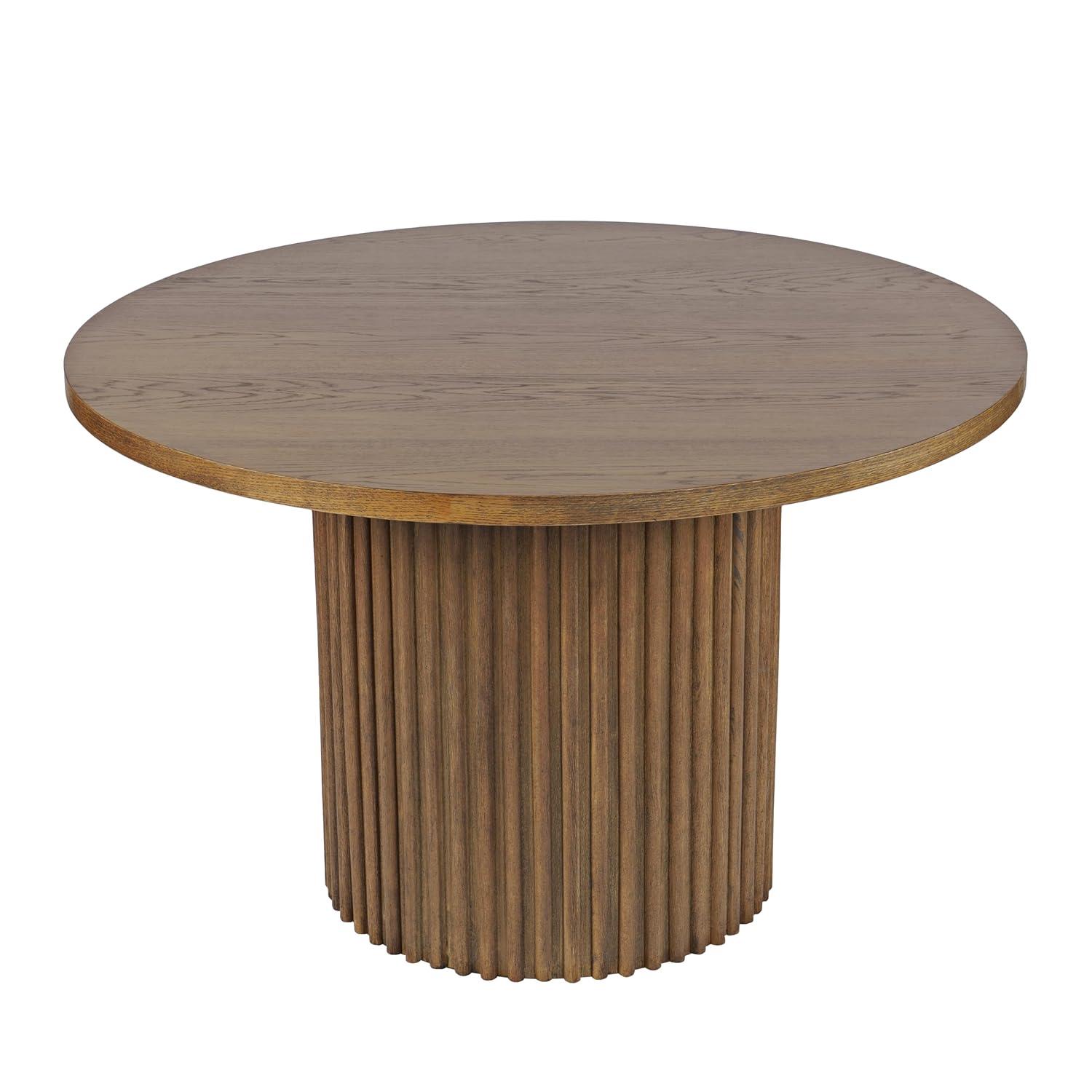 Ebern Designs Rovena Round Mid-Century Modern Fluted Pedestal Base Dining Table