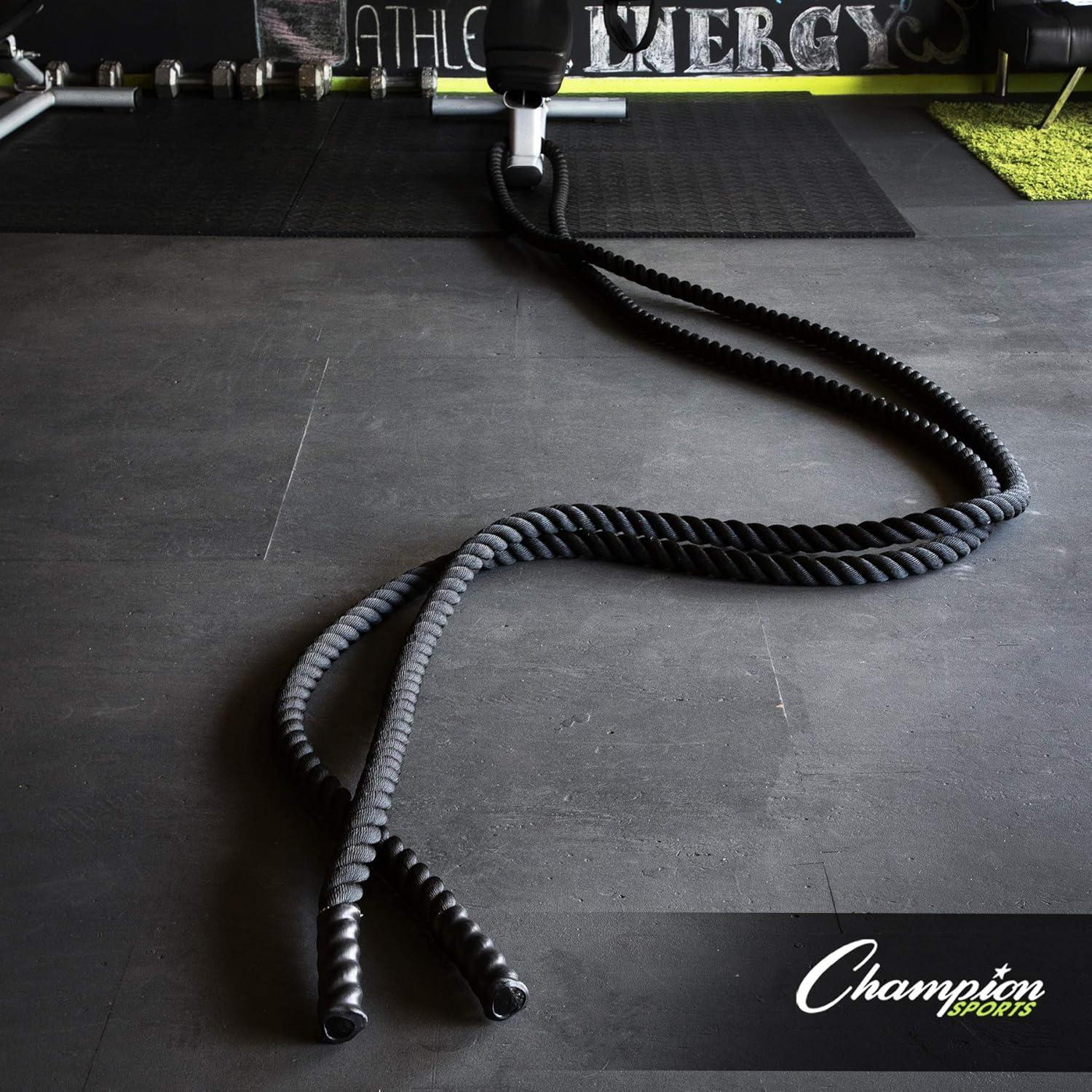 Black Heavy-Duty Polyester Training Battle Rope with PVC Handles