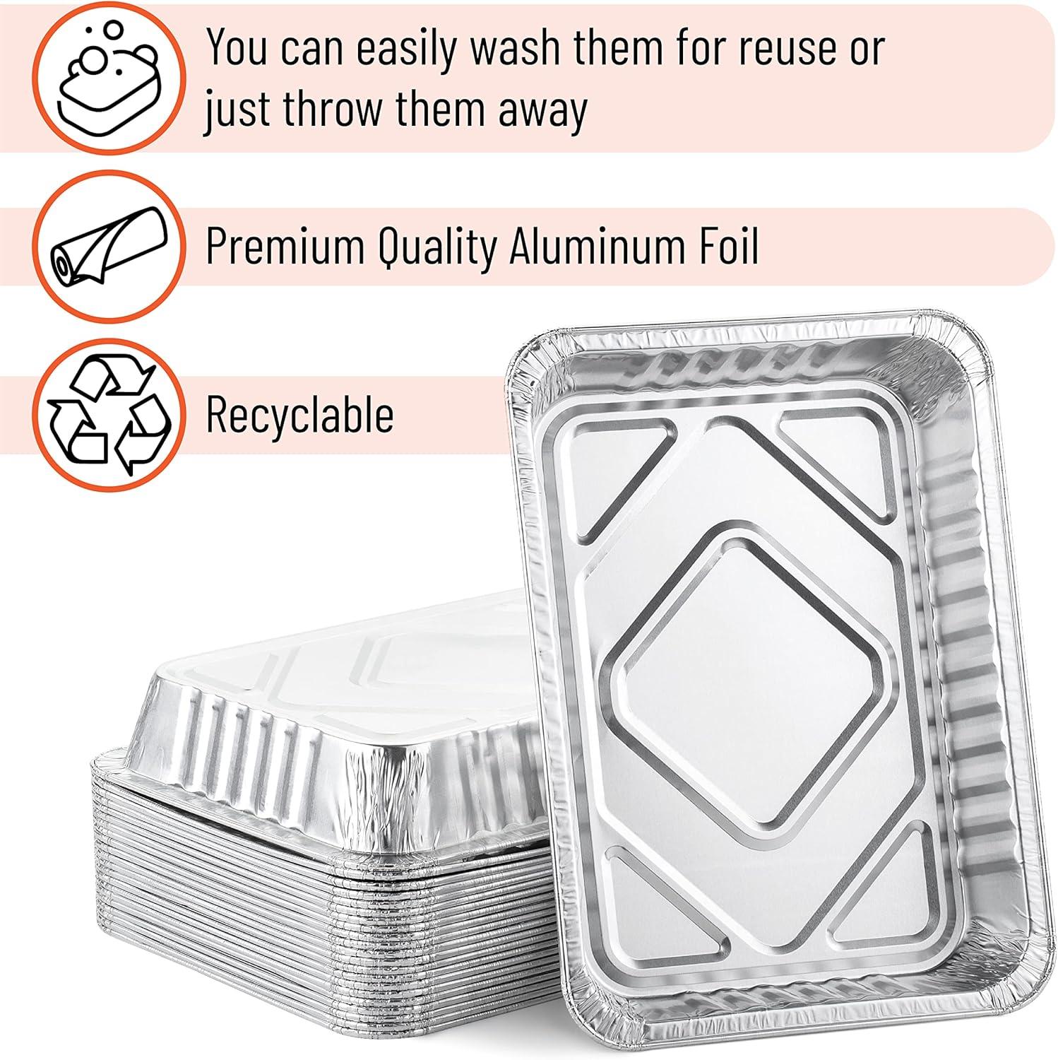 Silver Rectangular Aluminum Oven Safe Grill Drip Pans