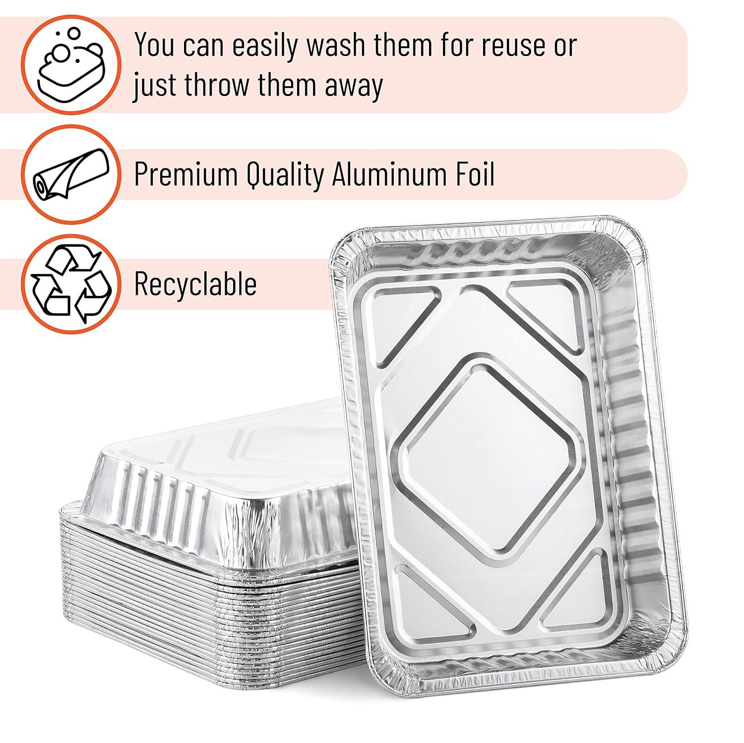 Silver Rectangular Aluminum Oven Safe Grill Drip Pans