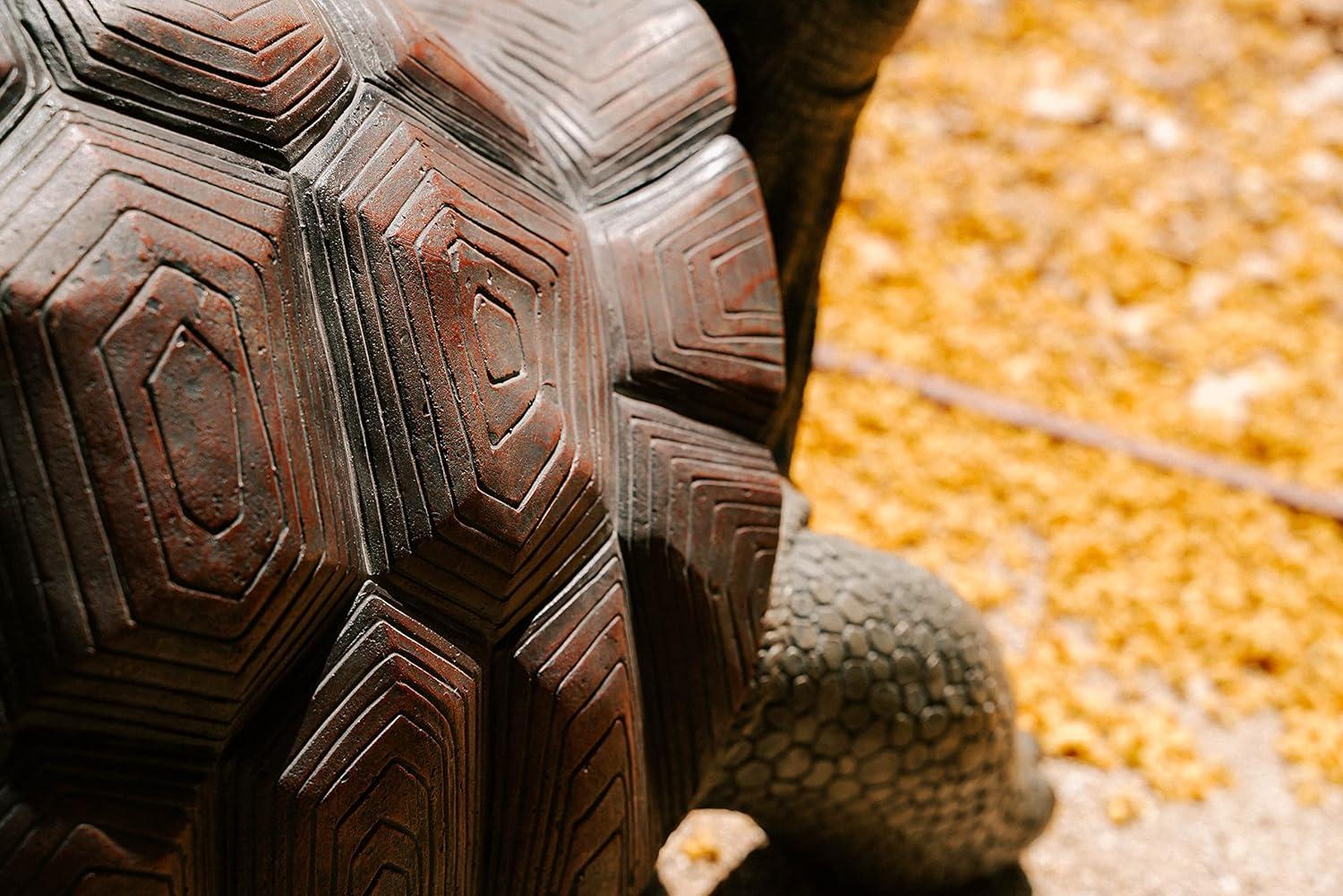 XBrand 28"L Brown and Black Concrete/MgO Walking Tortoise Statue, Indoor or Outdoor Décor, Garden Sculptures, Turtle Garden Statue