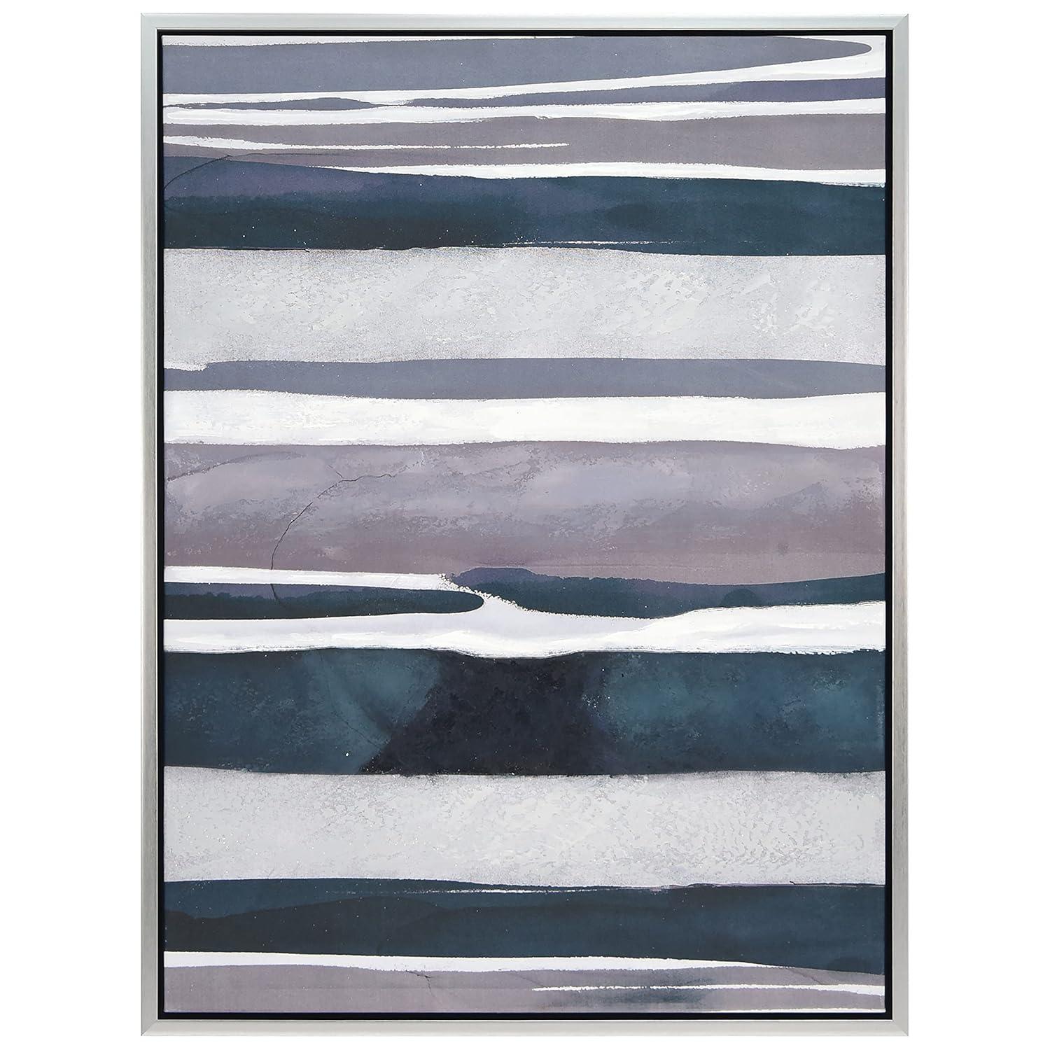 Empire Art Direct Cobalt Streaks 2 Textured Metallic Hand Painted Framed Wall Art, 30" x 40" x 1.5", Ready to hang