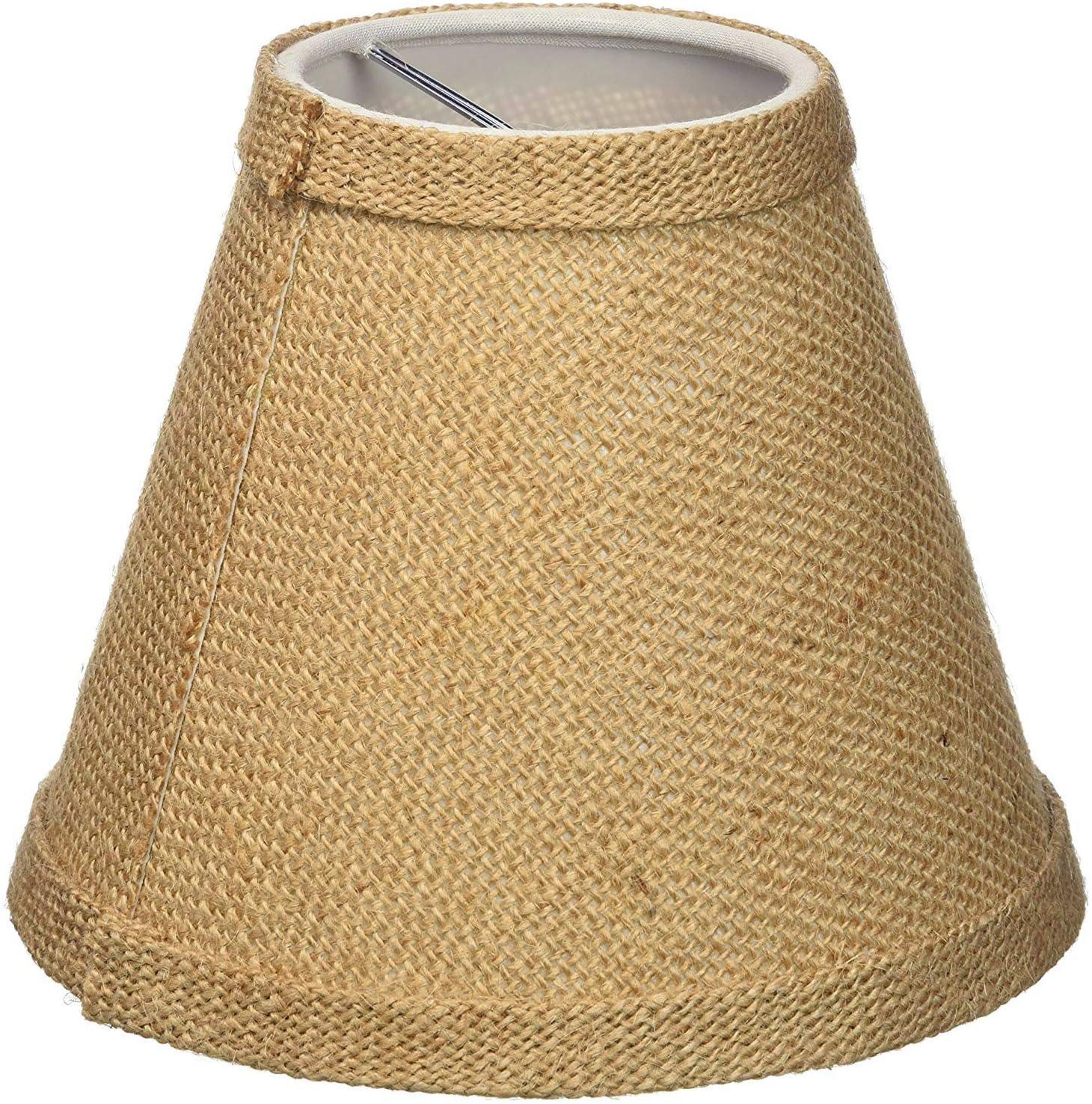 Natural Burlap Hardback Chandelier Lamp Shade, 6-Inch