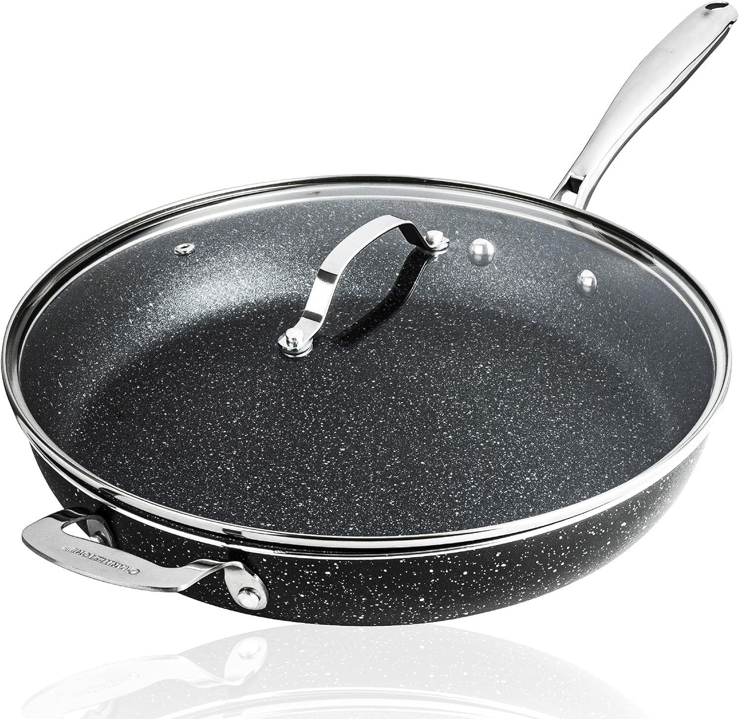 Granitestone 14" Nonstick Family Fry Pan with Helper Handle and Glass Lid