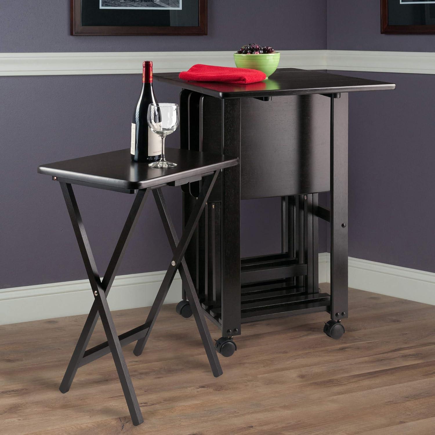 Sophia 5-Piece Brown Solid Wood Snack Table Set