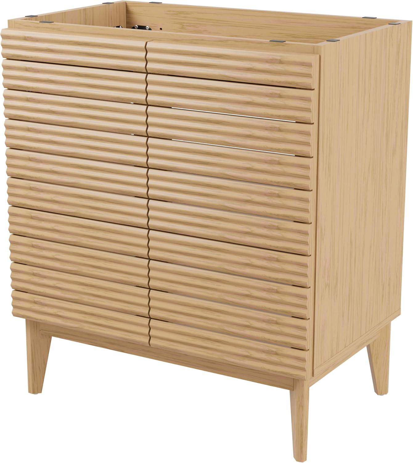 Calandre 30" Slat Modern Farmhouse 2-Shelf Bath Vanity Cabinet Only (Sink Basin not Included)