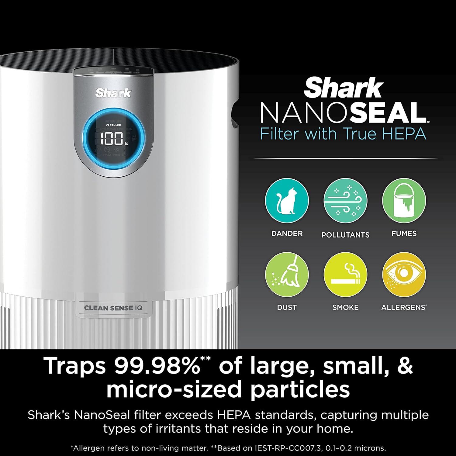 Restored Shark Air Purifier MAX with Nano Seal HEPA, Cleans up to 1000Sq ft HP200 -White (Refurbished)