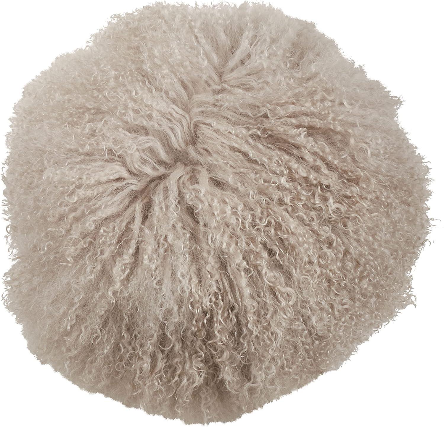 Saro Lifestyle  13 in. 100 Percent Wool Mongolian Lamb Fur Throw Pillow with Poly Filling, Fog