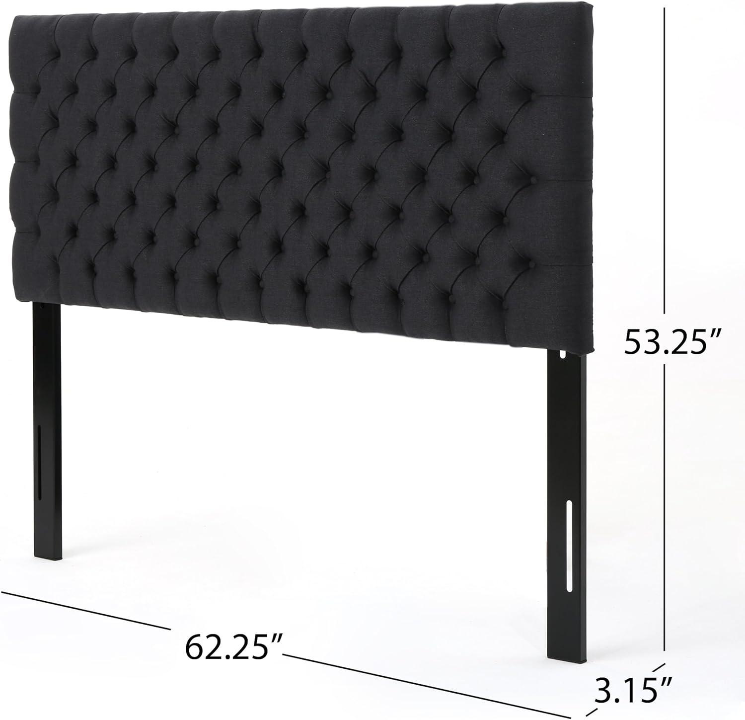 GDFStudio Brunet Contemporary Tufted Adjustable Upholstered Queen Headboard, Dark Charcoal/Fabric