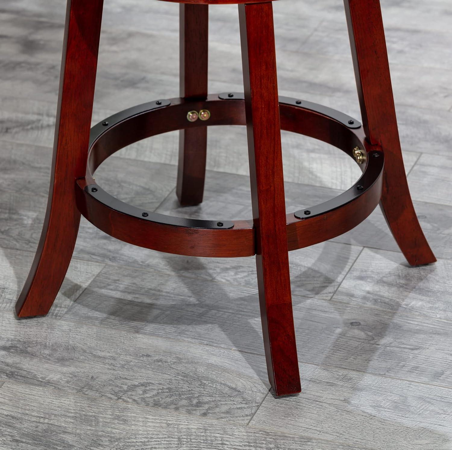 Killeryuki Indoor Living Meeker X Back Fabric Swivel Stool, 24” Counter Height, Cherry Finish, Beige Fabric Seat